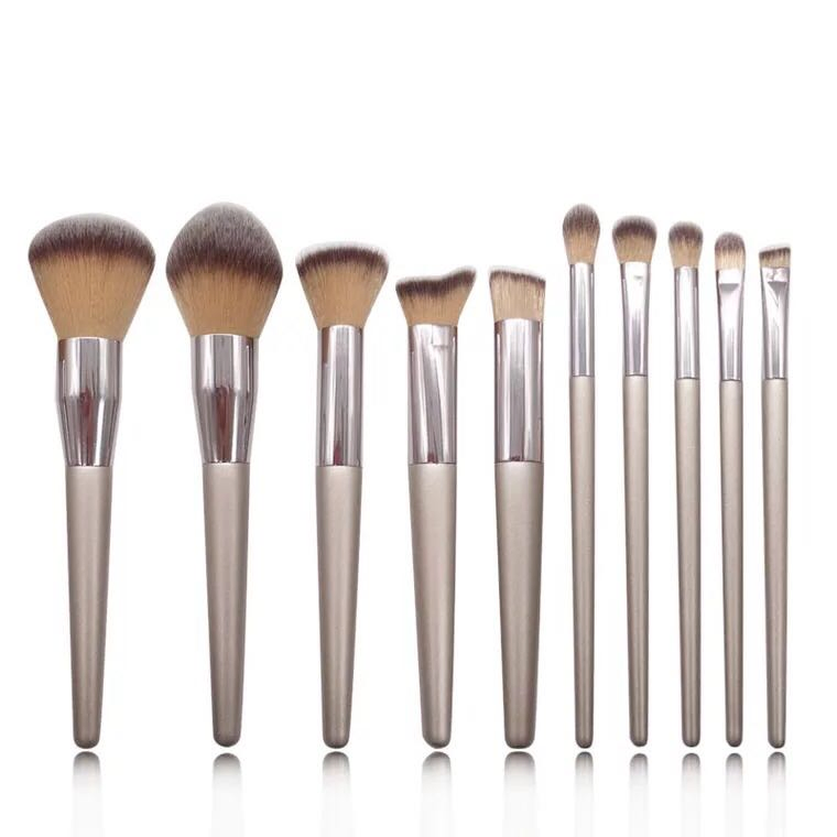 Luxury Champagne 10PCS Cosmetic Make Up Brush Set High Quality Makeup Brushes Set