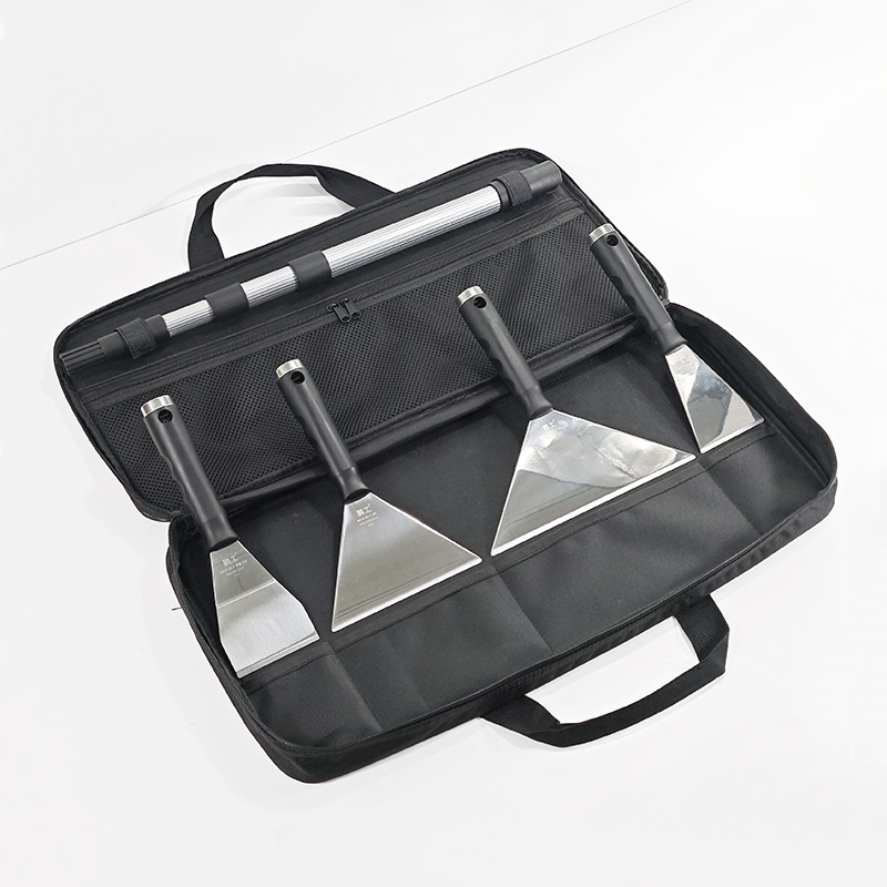 Extendable Rod Sharpened Putty Knife Kit: Stainless Steel Thickened Tools for Wall Plaster Repair & Advertising Stain Cleaning