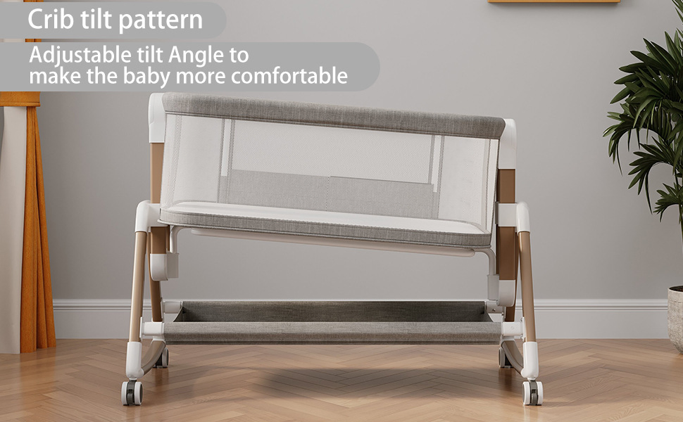 Portable Baby Bassinet Bedside Sleeper for Newborn Infants with Wheels Storage Basket