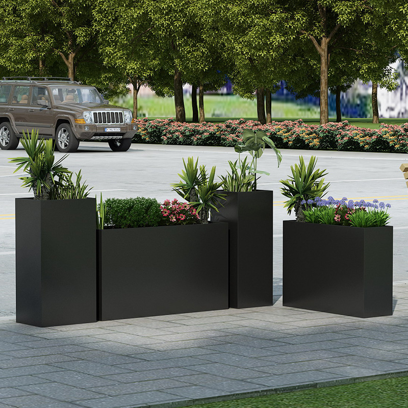 Factory Price Custom Outdoor Metal Square Flower Pot Flower Bed Flower Box