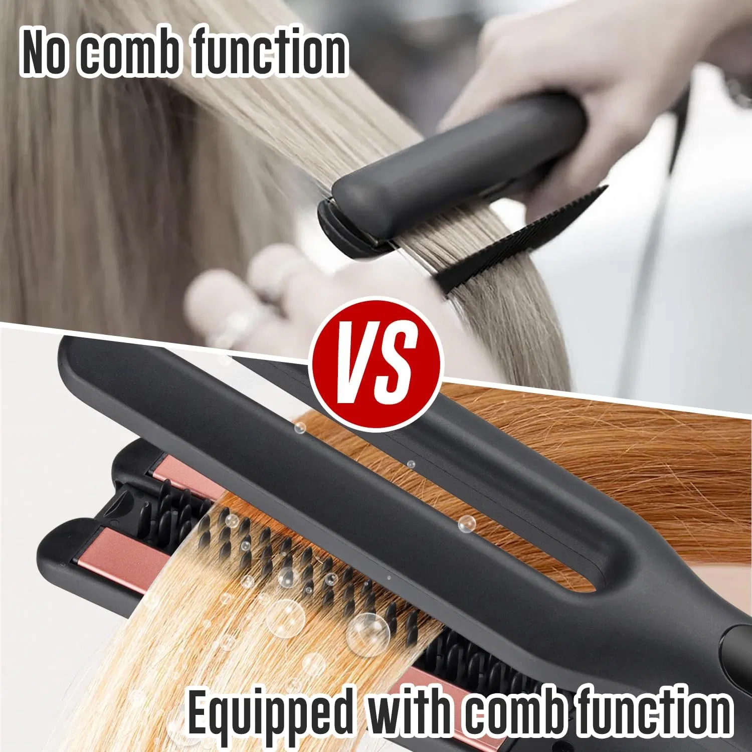 U Shaped Wide Size Hair Straightener PTC Quick Heating Flat Iron with LCD Display