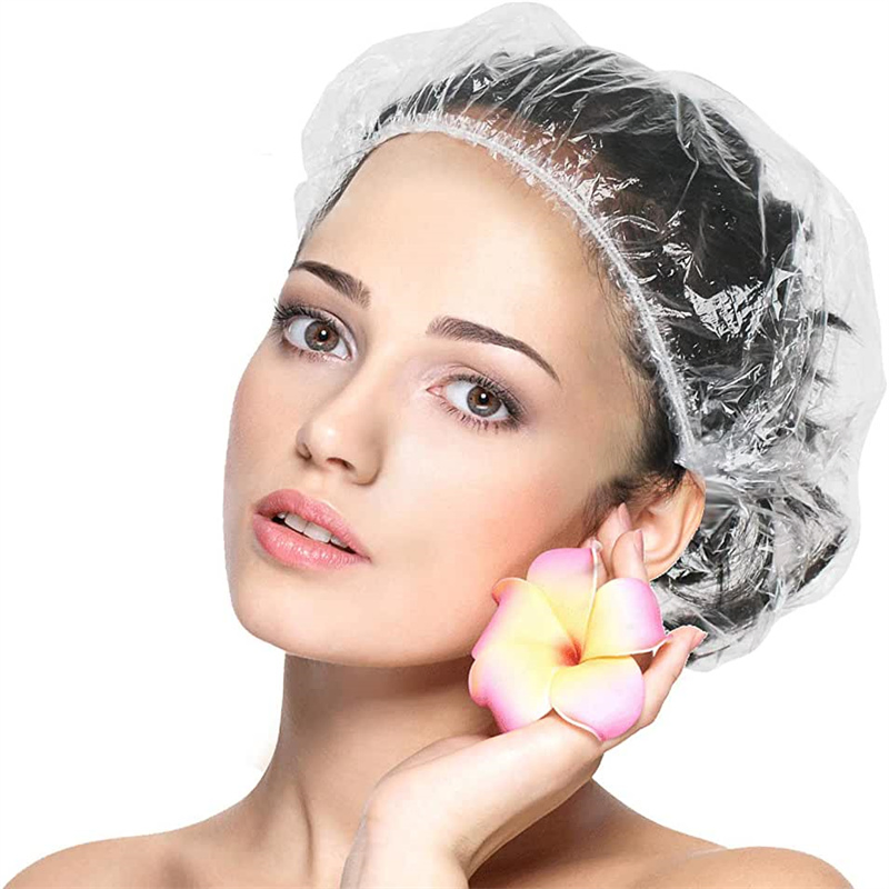 Disposable Shower Cap PE Elastic Waterproof Hats Hotel Home Shower Bathing Shower Caps Beauty Salon Dye Hair Clear Cap