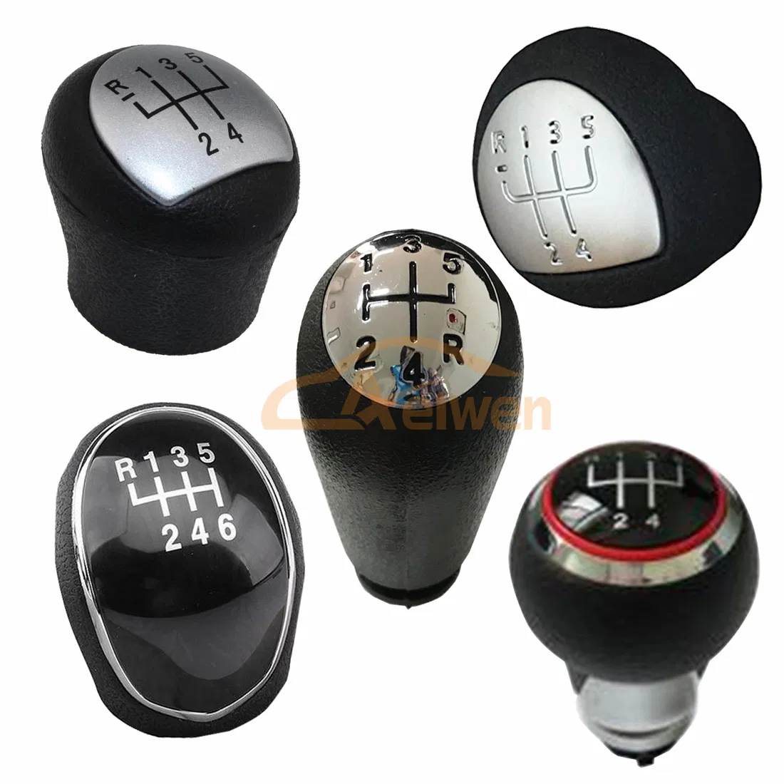 Aelwen Auto Parts 5-Speed Leather Car Gear Shift Knob for Mercedes Benz W211, VW Polo, BMW E30
