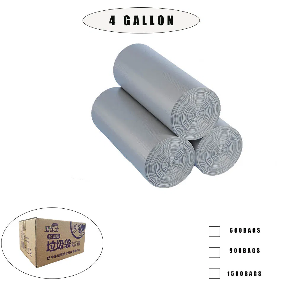 Custom Plastic Large Reusable T-Shirt Grey Trash Garbage Bags Strong Rubbish Bags