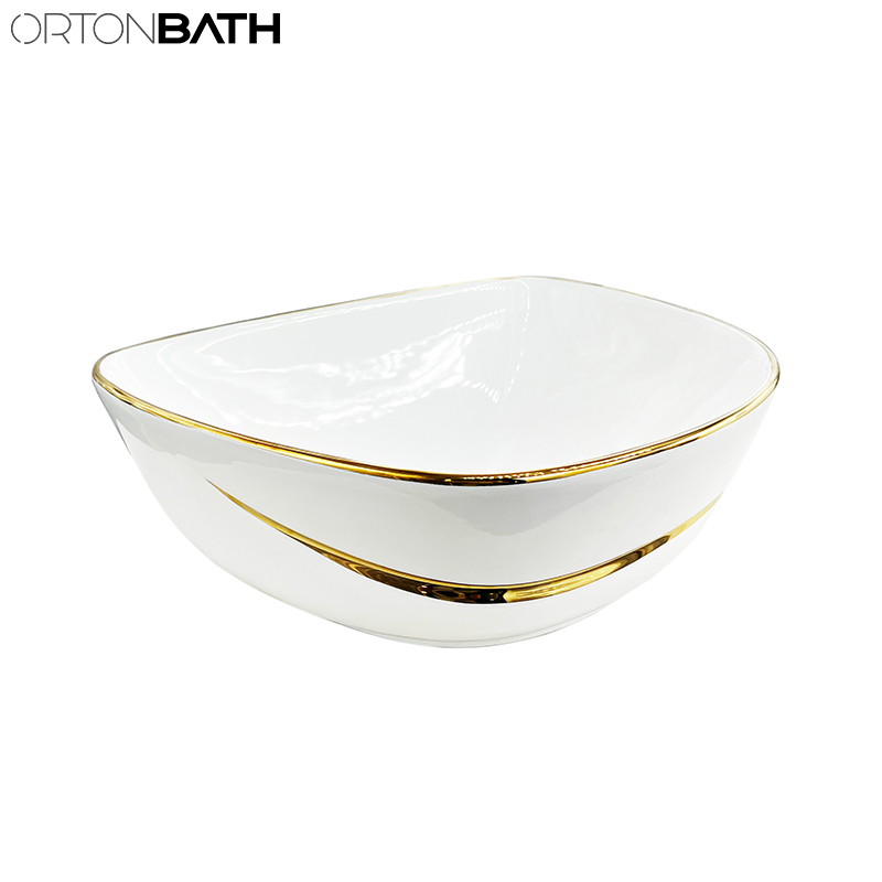 Раковина Ortonbath прямоугольная с золотой кромкой