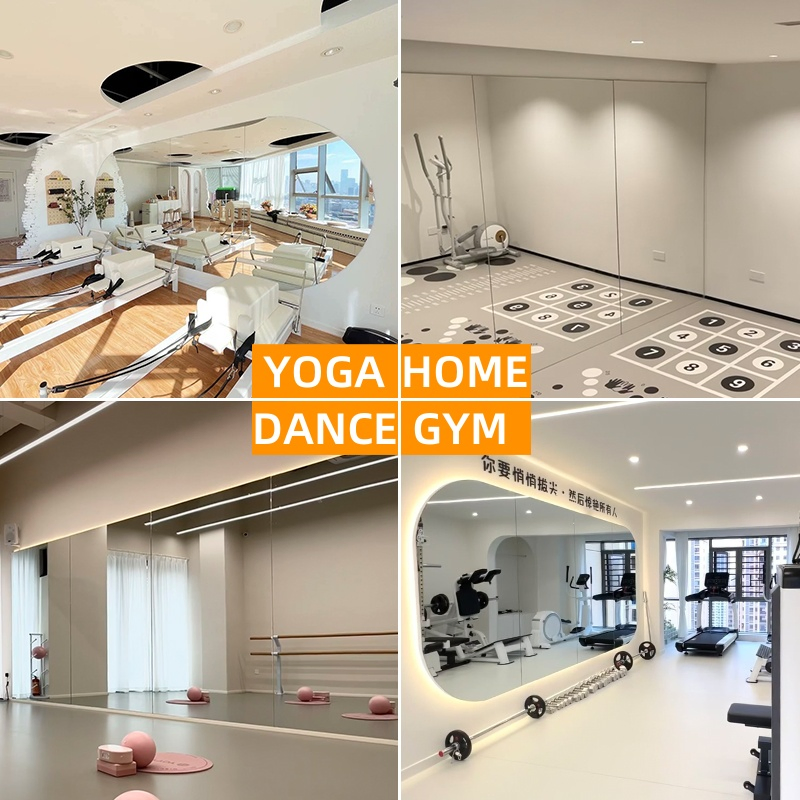 Large Gym-Ready Silver Wall Mirror - Waterproof & Durable