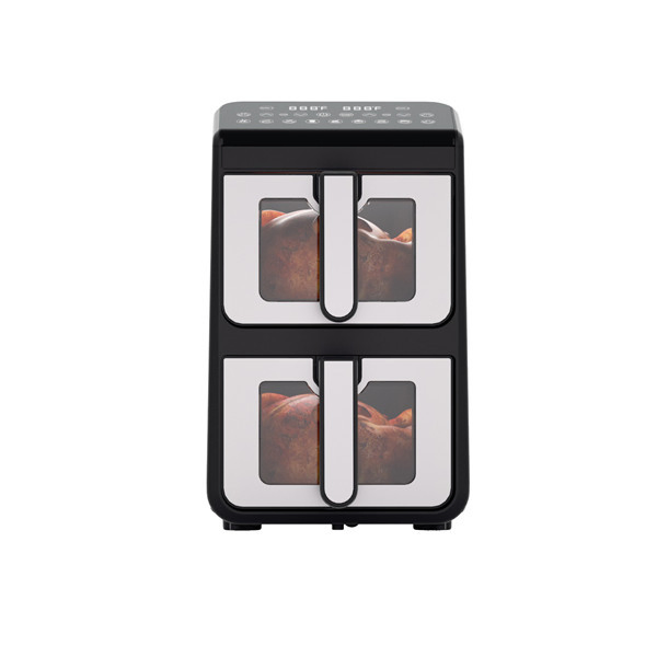 China Manufacture Electric Kitchen Appliances Eletronics Food Professor Intelligent Home Appliance Visible Double Stack Air Fryer Touch Screen Window