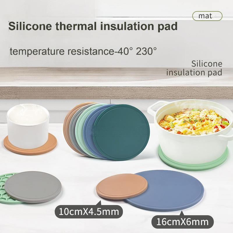 Green Nordic Style Household Kitchen Silicone Round Heat Insulation Pad, High Temperature Resistant, Wholesale, Thick Version, Coaster Pad