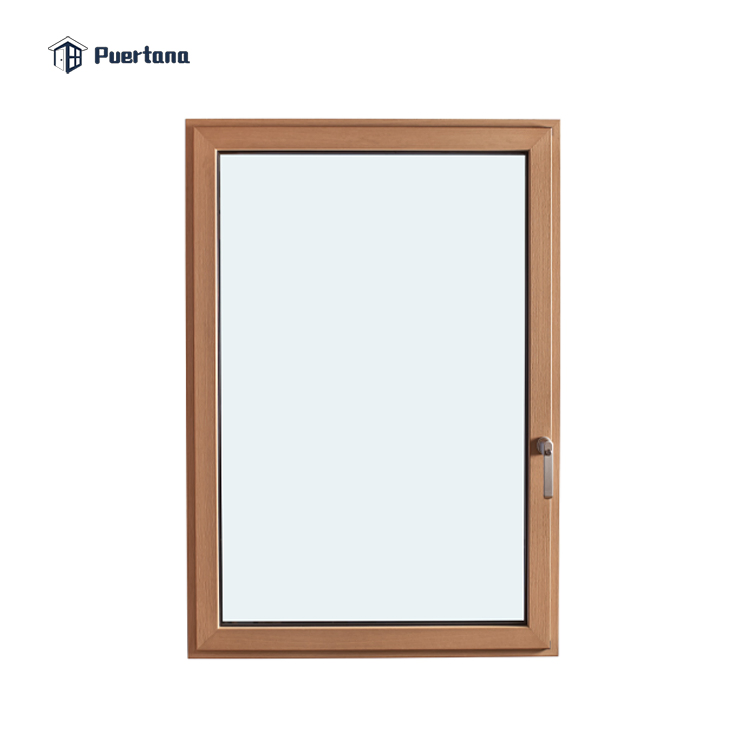 Red Oak Wood Classic Crank out Casement Window Aluminium Frame with Simulated Bars Windows