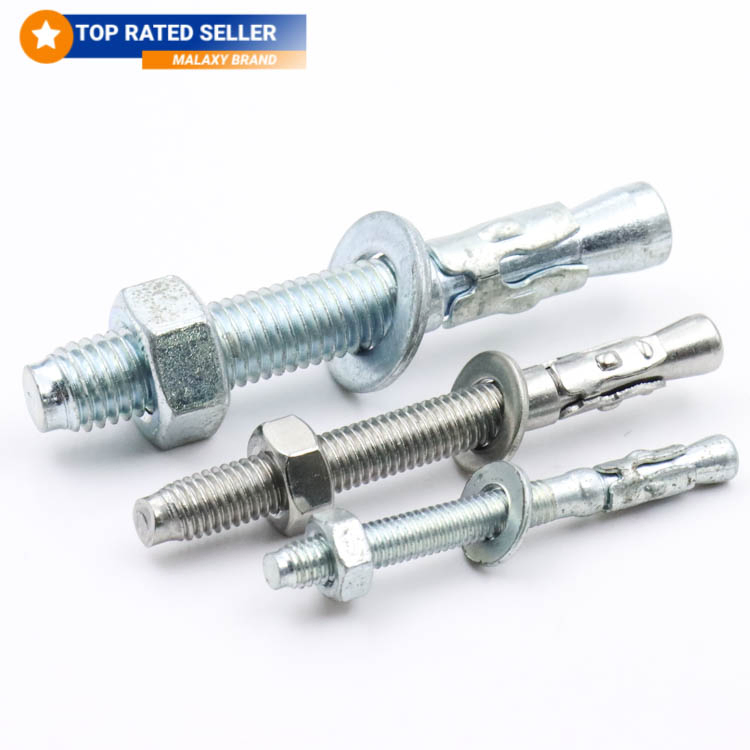 Malaxy Certified Seismic Grade Wedge Anchors High Strength Carbon Steel Hot DIP Galvanized ASTM F1554 Compliant 1 2 to 3 4 Sizes 3 to 12 Lengths