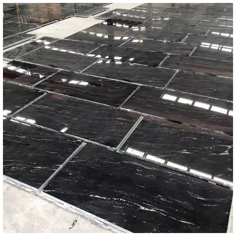 Leathered/Honed Jet Mist Black Granite for Tiles and Countertops