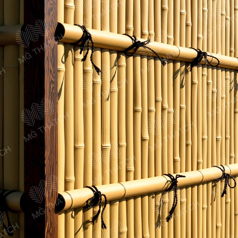 Outdoor Decoration Artificial Synthetic Bamboo Fencing Plastic Non Combustible Building Material