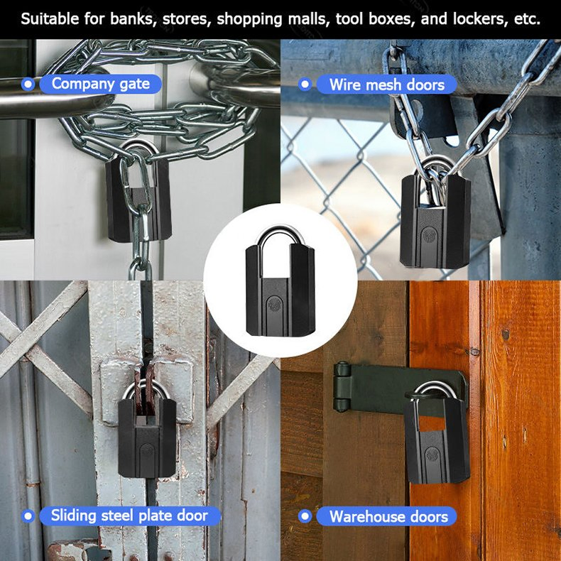 Waterproof IP65 Ttlock APP Bluetooth Smart Digital Fingerprint Padlock with Key