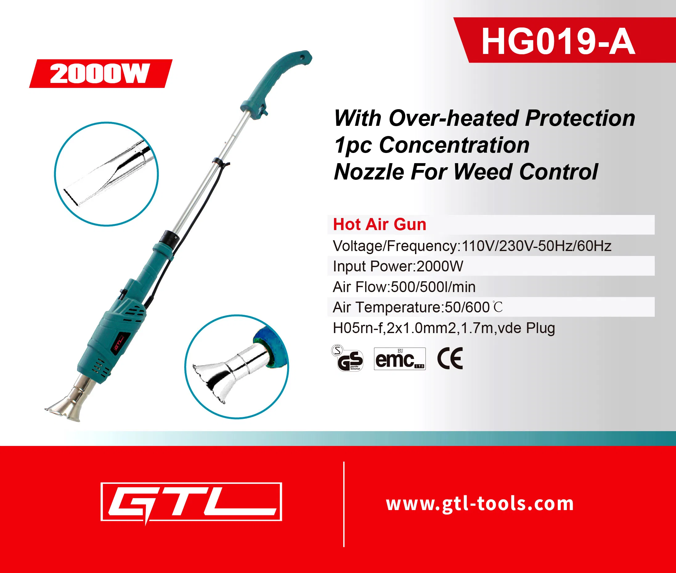 800W Hot Air Gun Heat Gun, Power Tools High Powerful Variable Speed Heat Gun, Power Tool of Heat Air Gun, Hot Air Gun Temperature Adjustable Heat Gun (HG019-A)