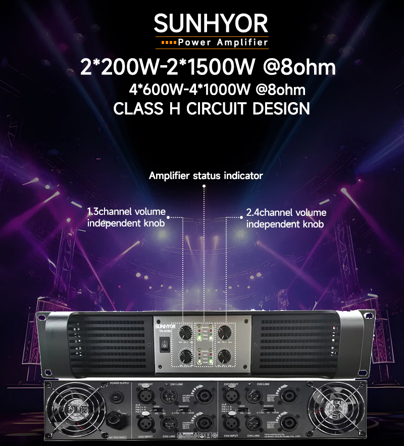 Wholesale OEM High 1u 2u 3u Class H 4 Channels 2 Channel Professional Audio Sound Equipment Power Amplifier for PRO Audio Sound System Subwoofer Speaker