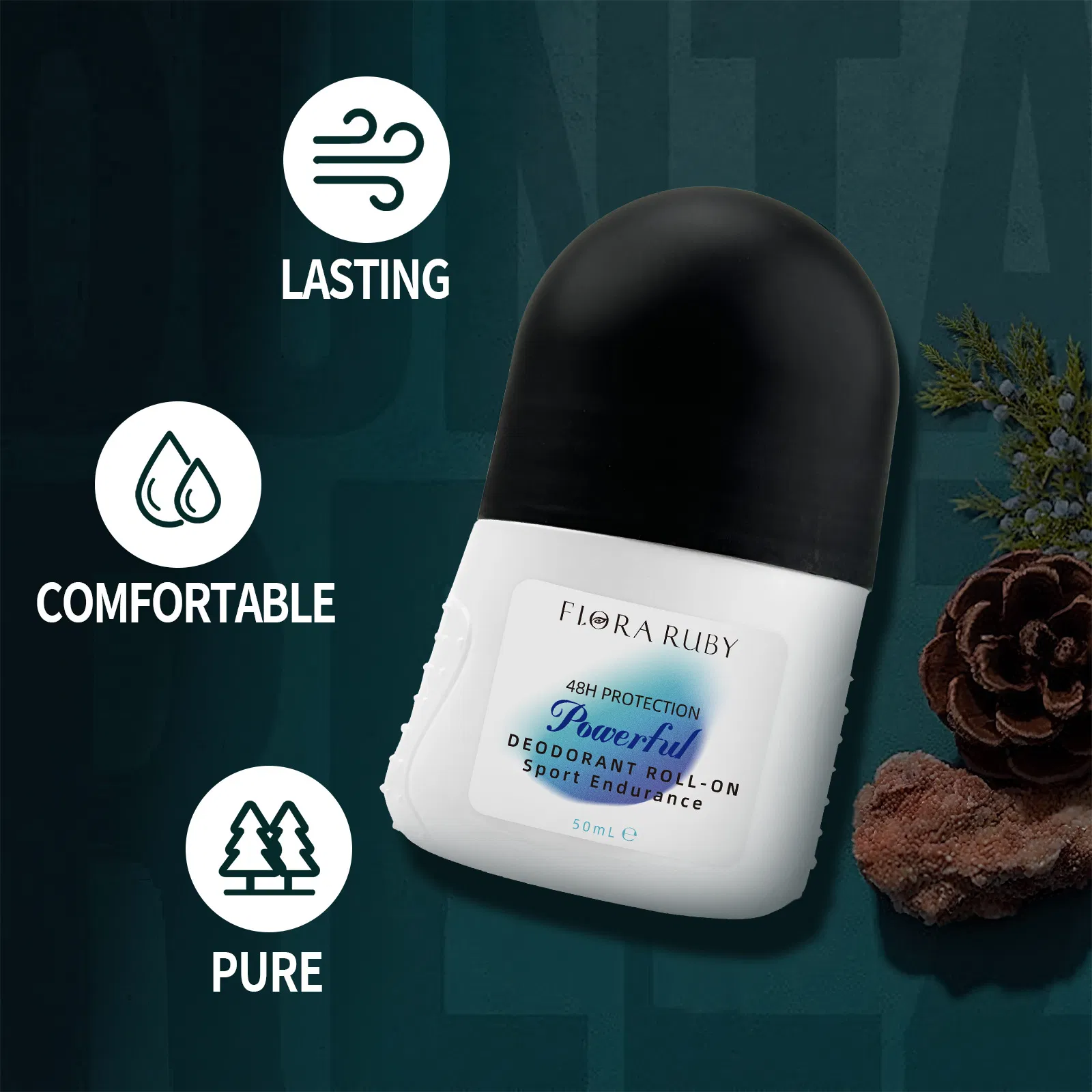 Gentle Refreshing Deodorant with Non-Irritating Organic Pearl Beads