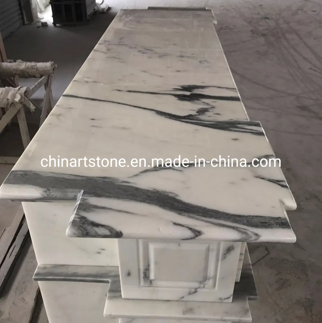 Bianco Arabascata White Marble Fireplace for Home Decoration
