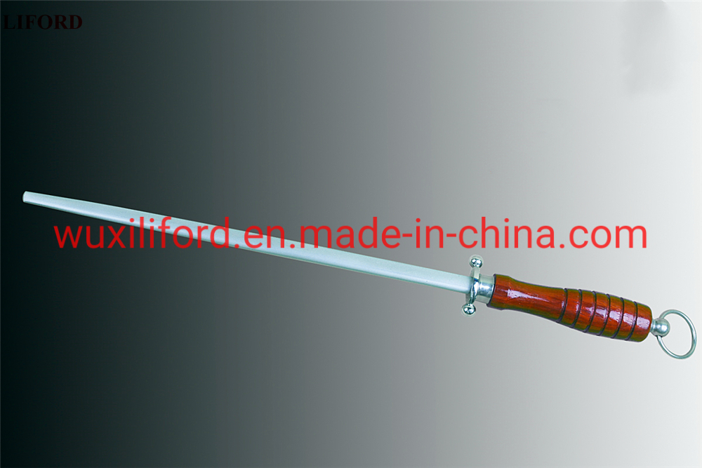 Custom 12 Inch Hand Kitchen Knife Sharpening Steel Rod with Black PP Plastic Handle