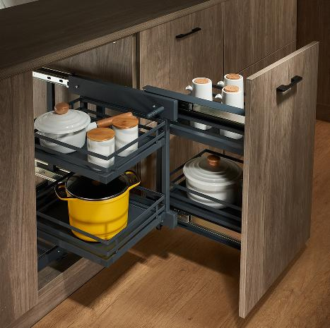 Wellmax Kitchen Storage System Basket for Blind Cabinet Utensils Pull out Drawer Furniture Hardware Soft Closing Powder Coated Magic Corner Basket