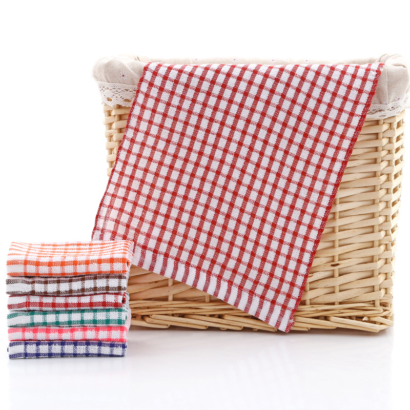 Factory Wholesale Kitchen Yarn-Dyed Absorbent Cotton Jacquard Checkered Tea Towel