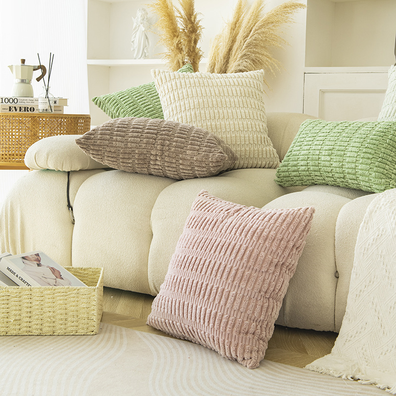 Home Sofa New Corduroy Nordic Solid Color Simple Square Cushion Decoration Pillow Cover