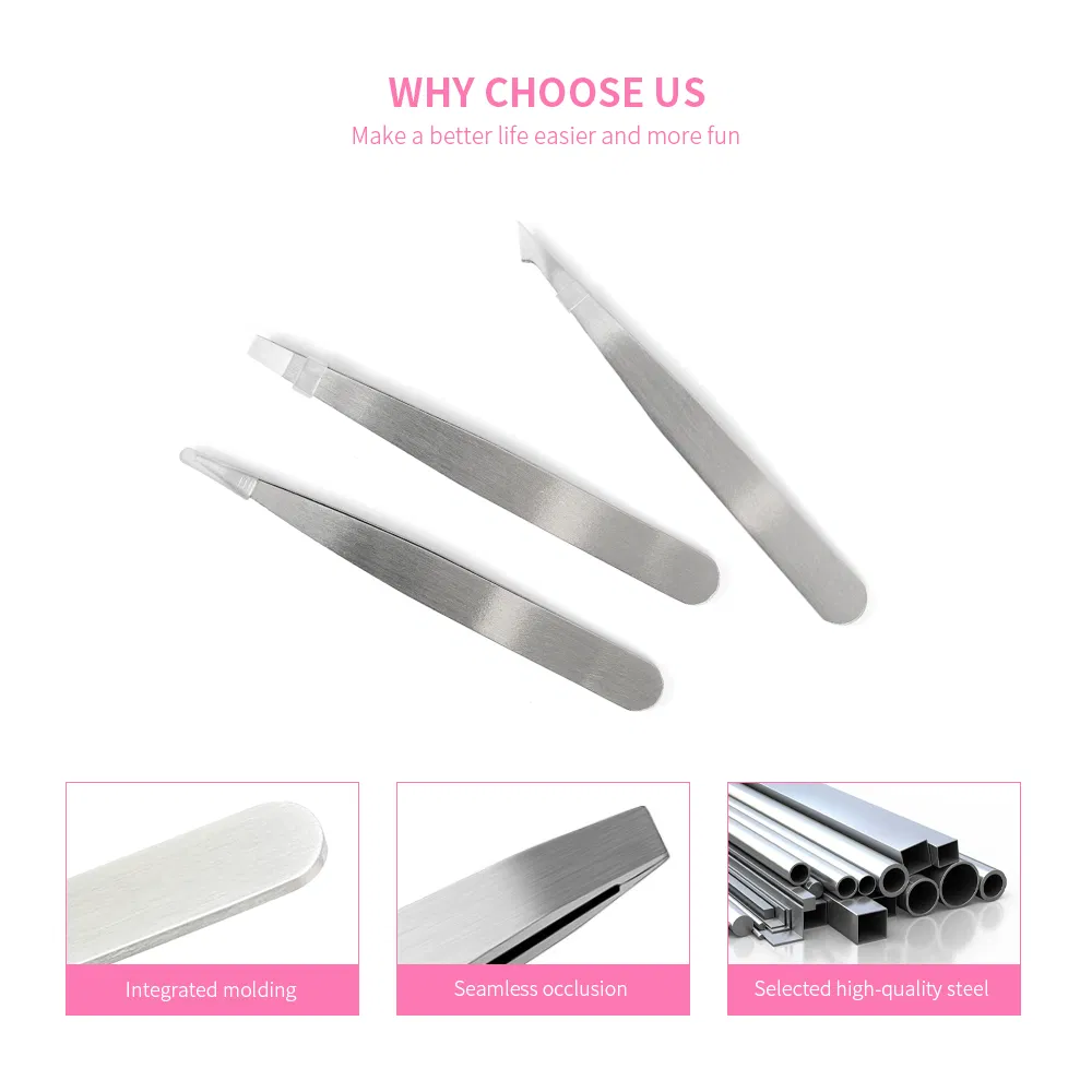 Stainless Steel Squared Lash Eyebrow Rounded Applicator Pointed Lashes Slanted Eyelash Extension Tweezers