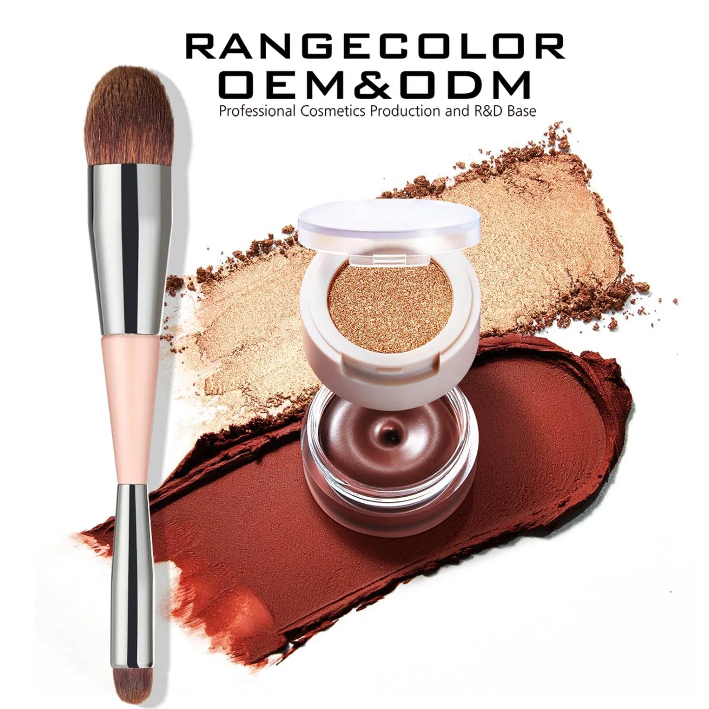 Professional Multi-Used Makeup Eyeshadow Blush Lipstick for Face and Eyes, Cosmetic Kit with Eyeshadow and Brush, Blush with 2 Ends Brush