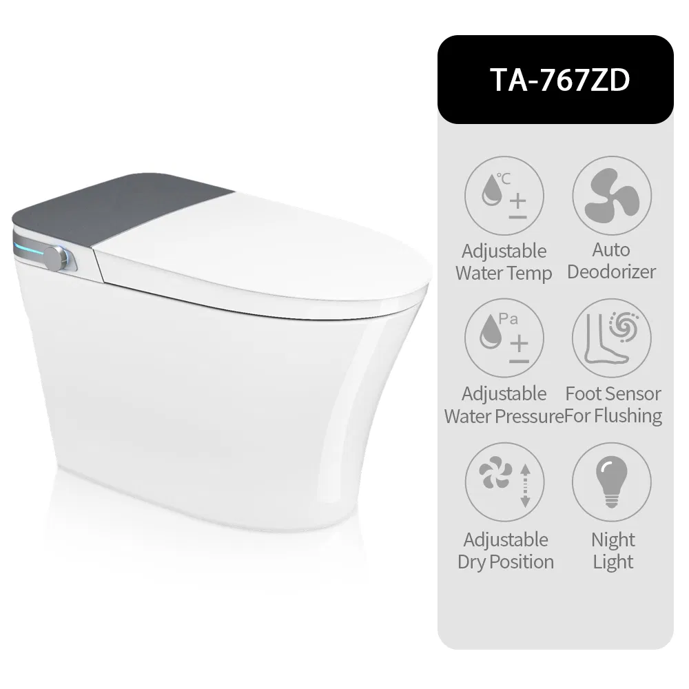 Tejjer Ta-767df Smart Toilet , Tankless Toilet with Auto Lid Opening, Closing and Flushing, Heated Seat,Instant Heat,Warm Air,Auto Deodorization Digital Display
