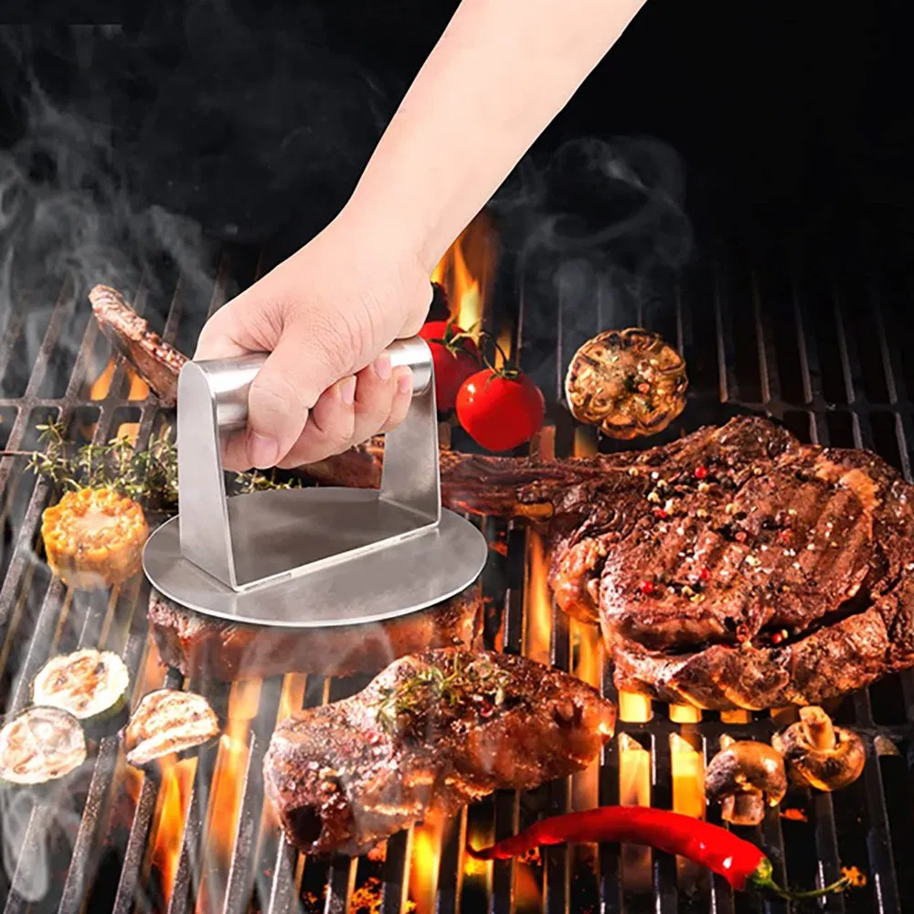Stainless Steel Square Lattice Meat Press Board Steak Meat Press Wyz21628