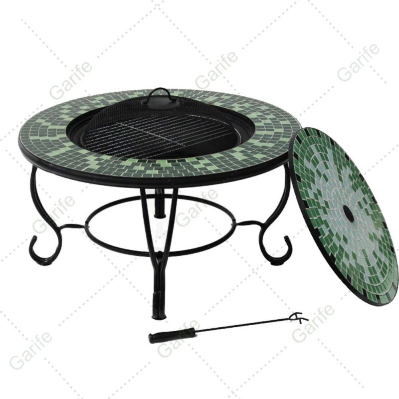 Wholesale Mosaic Tile Table Fire Pit Cooking BBQ Grill for Wood Burning