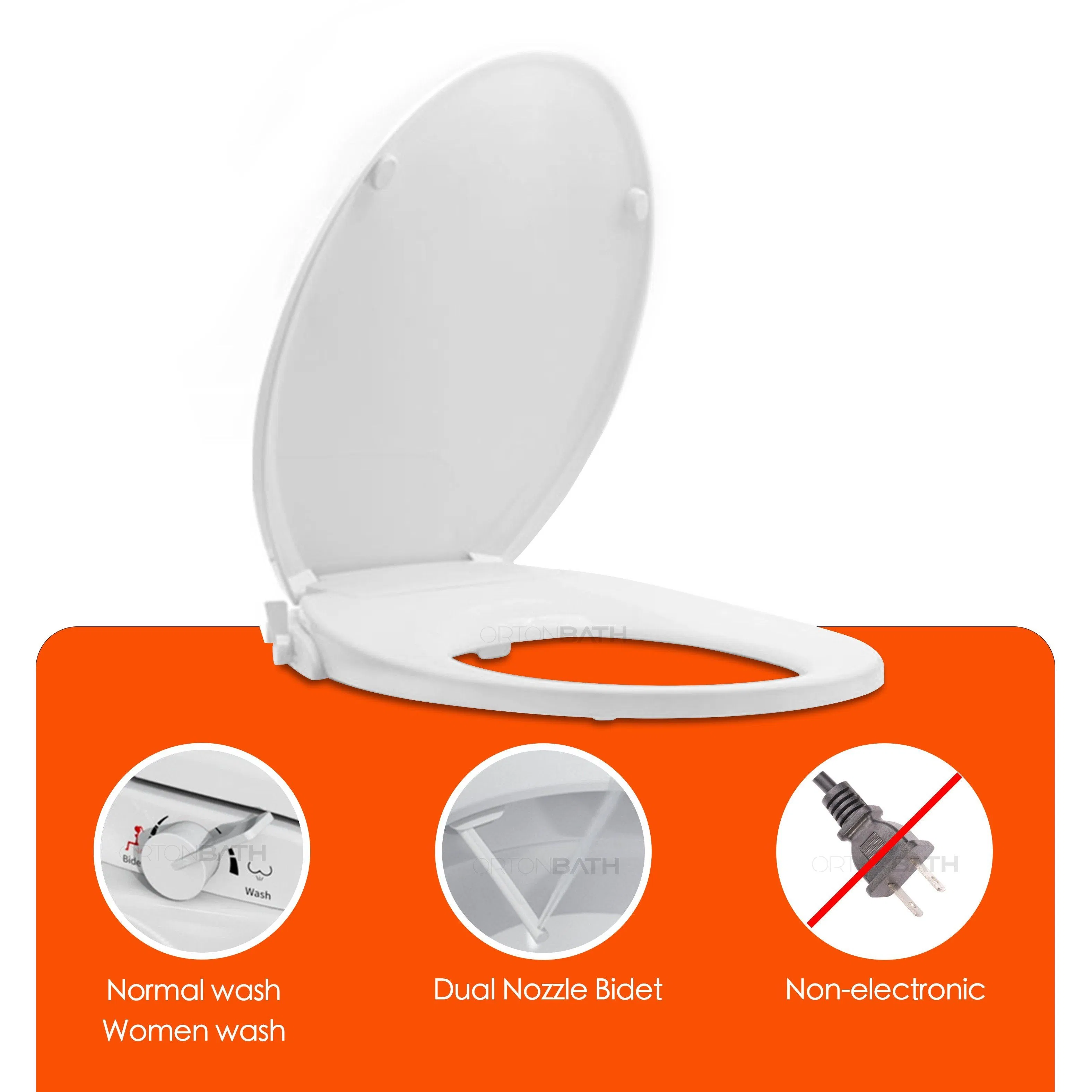 Ortonbath Smart Electric Bidet Toilet Seat, Heated Toilet Seat Elongated with Instant Warm Water & Dryer, Feminine Front Rear Wash, Wireless Remote