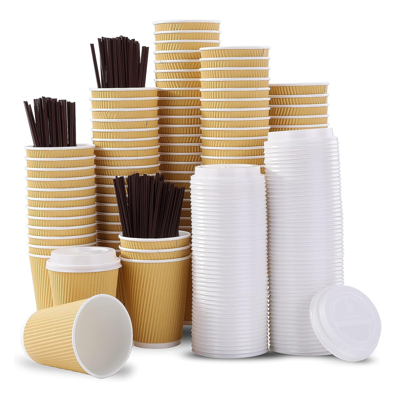 Hot Sale Disposable 16oz Ripple Wall Paper Cups