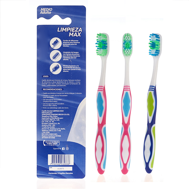 Wholesale Cheap Nylon Medium Bristles Manual Toothbrush OEM Private Label Adult Plastic Tooth Brush 2 in 1
