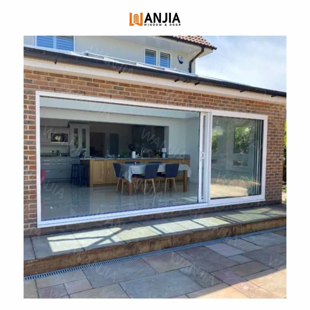 Wanjia UPVC Door PVC Triple Glass Sliding Patio Door for Houses