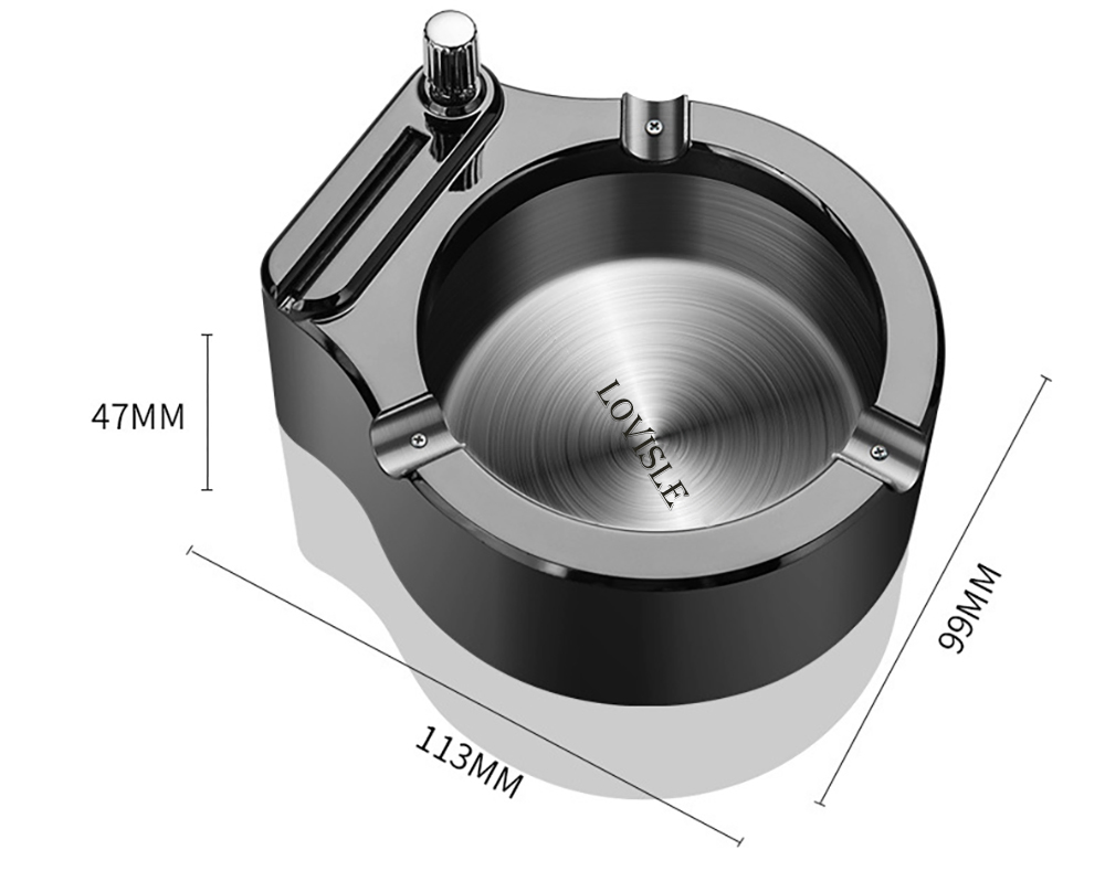 Retro Decorative Metal Ashtray Cigarette Flint Kerosene Refillable Lighter Black Silver Gold