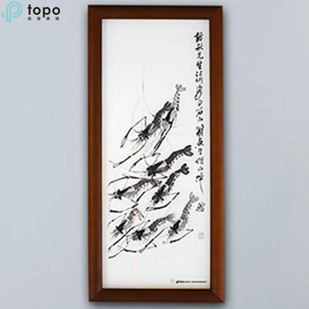 H540mm*240mm Chinese Famous Vivid Shrimp Decorative Glass Painting (D001-2-004)