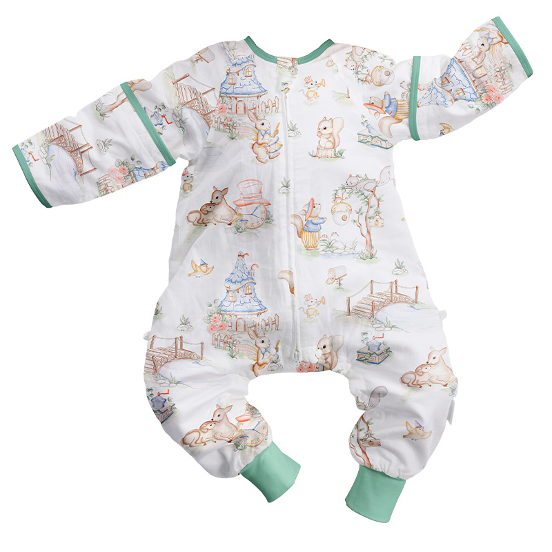 Spring Baby Sleep Sack Infant Bamboo&Peppermint Cotton Fabric Gauze Sleeping Bag