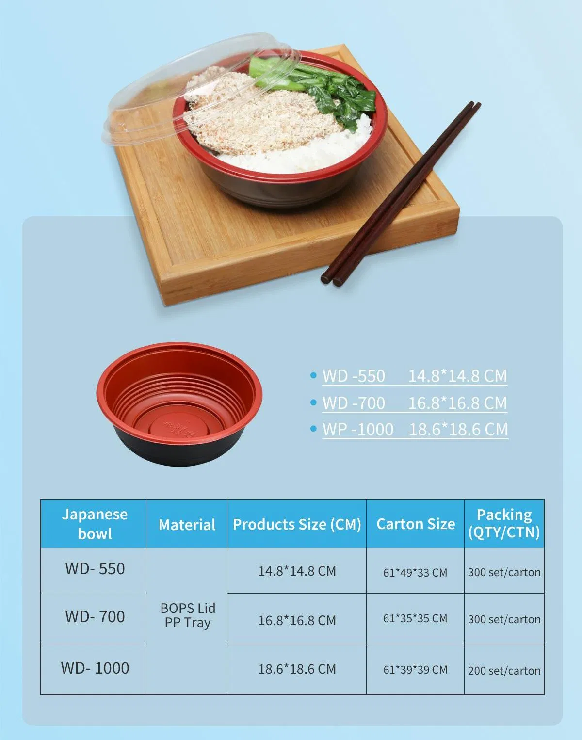 Sunyo Takeaway Food Packaging Takeout Togo Fast Red Salad Fruit Soup Bowl