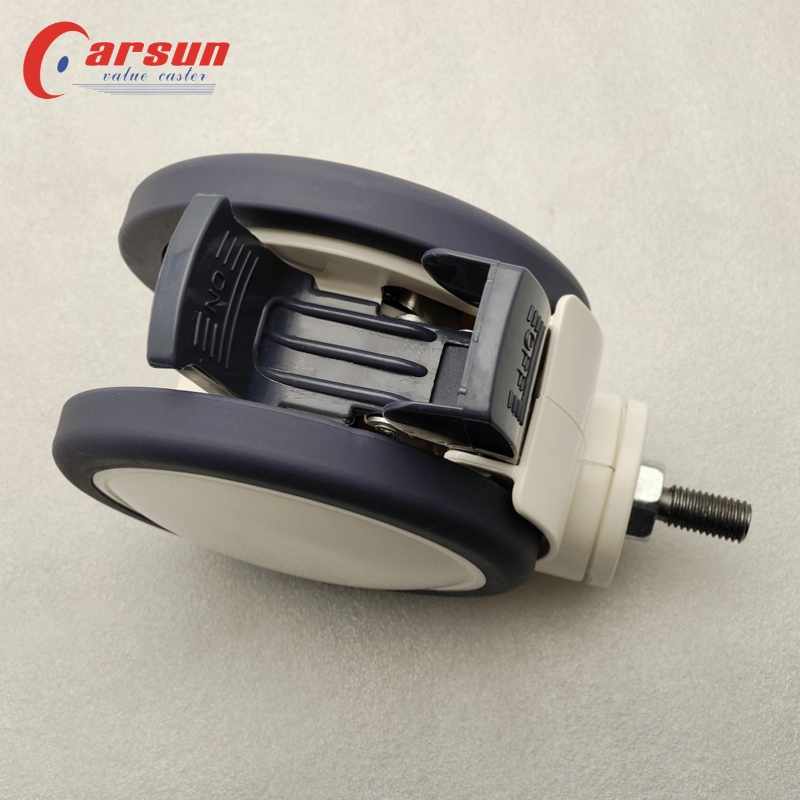 Medical Casters Manufacturer 5-Inch M12 Threaded Stem Double Brake Medical Casters Hospital Cart Bed Caster Wheels