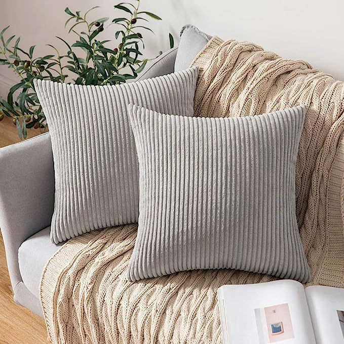 Soft Striped Corduroy Velvet Pillowcase Square Decorative Throw Cushion Cover Couch Bedroom Home Use Decorative Cushion Covers