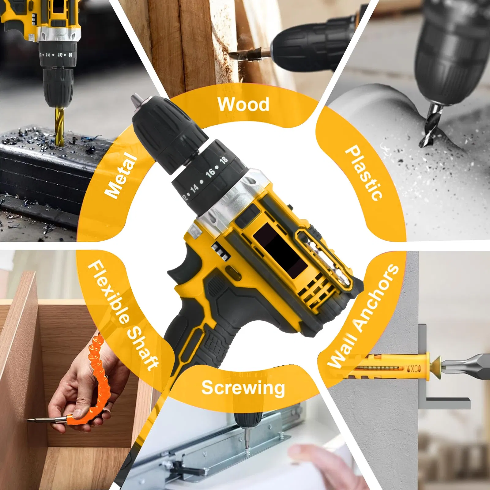 Беспроводной ударный шуруповерт 20В, набор электроинструментов