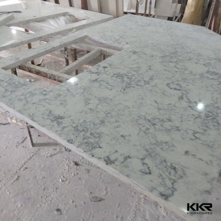 Kingkonree Carrara White Engineered Quartz Marble Kitchen Countertop