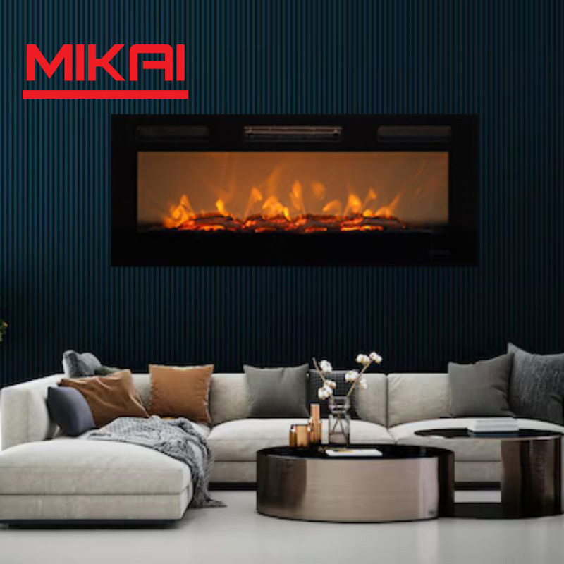 Wall Mounted Electric Fireplace Stove Insert 1.2m Length Room Heater Remote Control Decorative 3D Fireplace