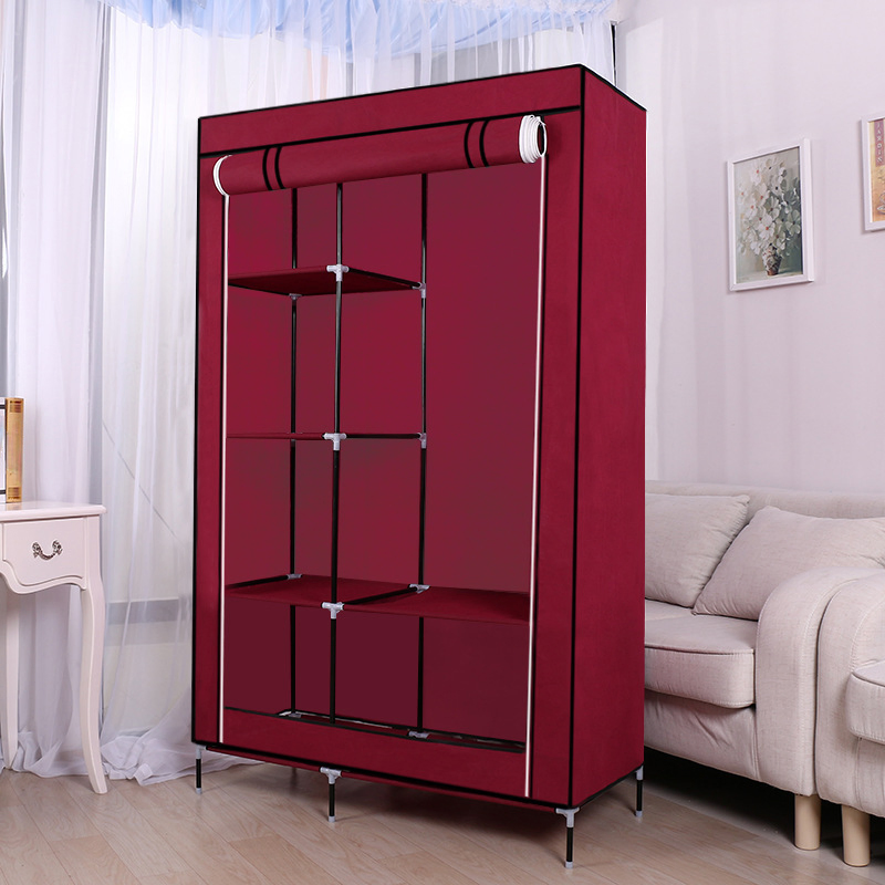 Costomized Fabric Folding Cloth Steel Pipe Rental Room Simple Cloth Wardrobe