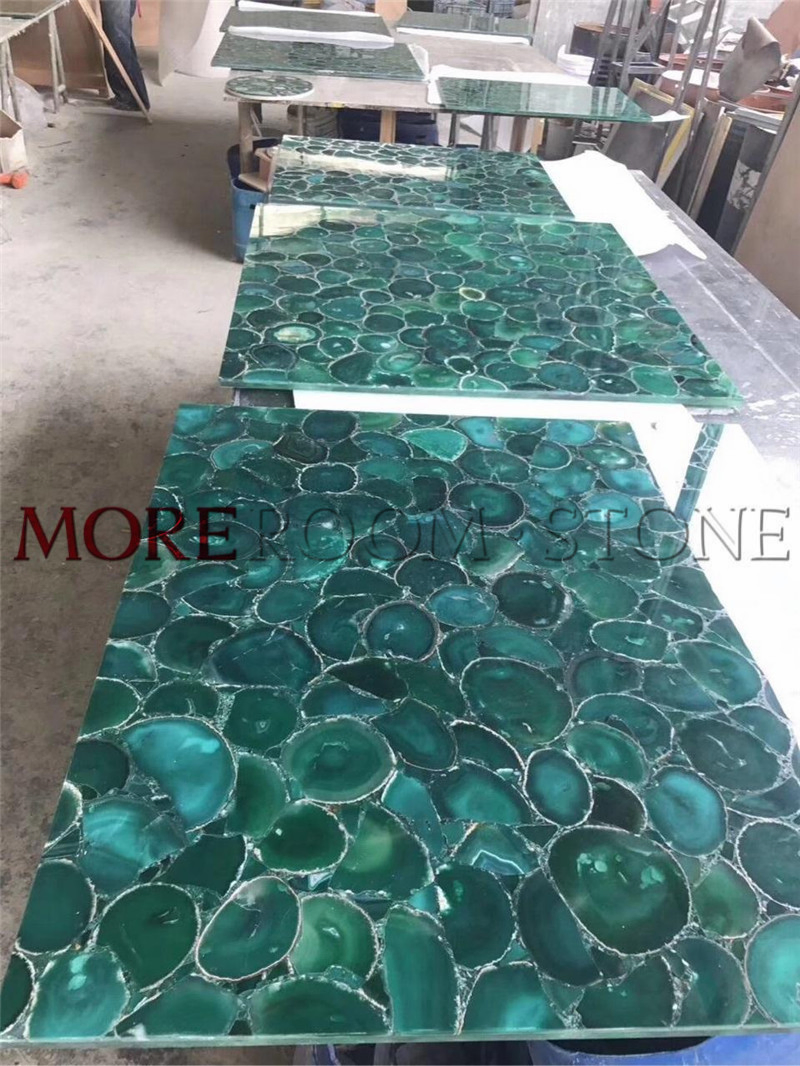 Interior Wall Decor Translucent Green Agate Stone Slab