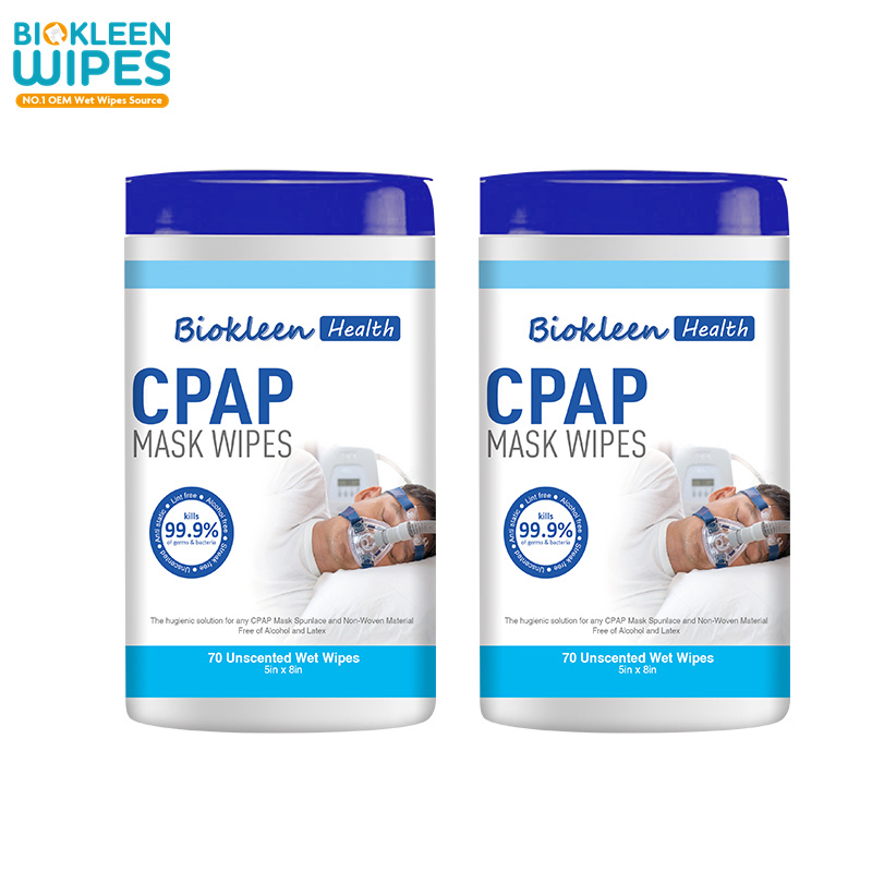 OEM Factory Price Disposable Organic Bamboo Fabric Biodegradable 70CT Aloe Vera CPAP Cleaner Wipes
