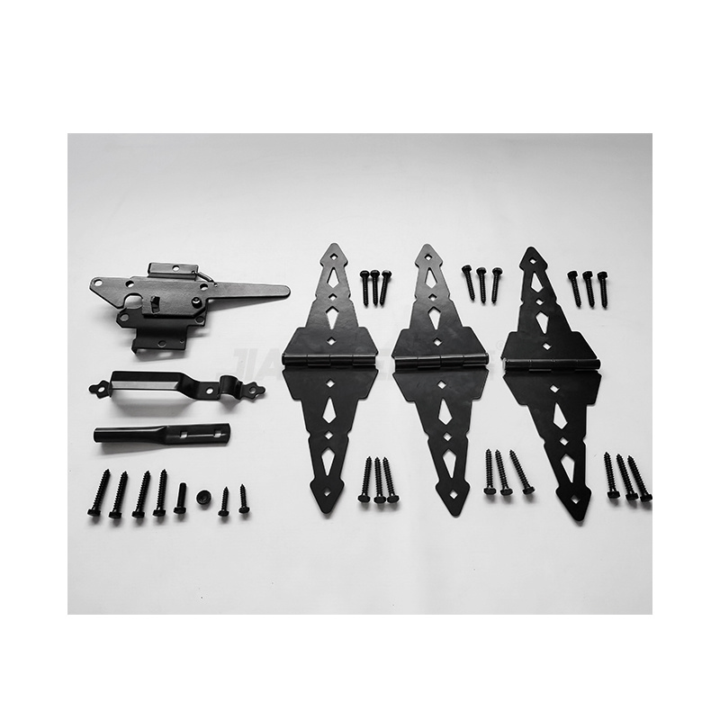 Metal Galvanized Steel Black Wood Fence Gate Kit with Post Strap Hinge