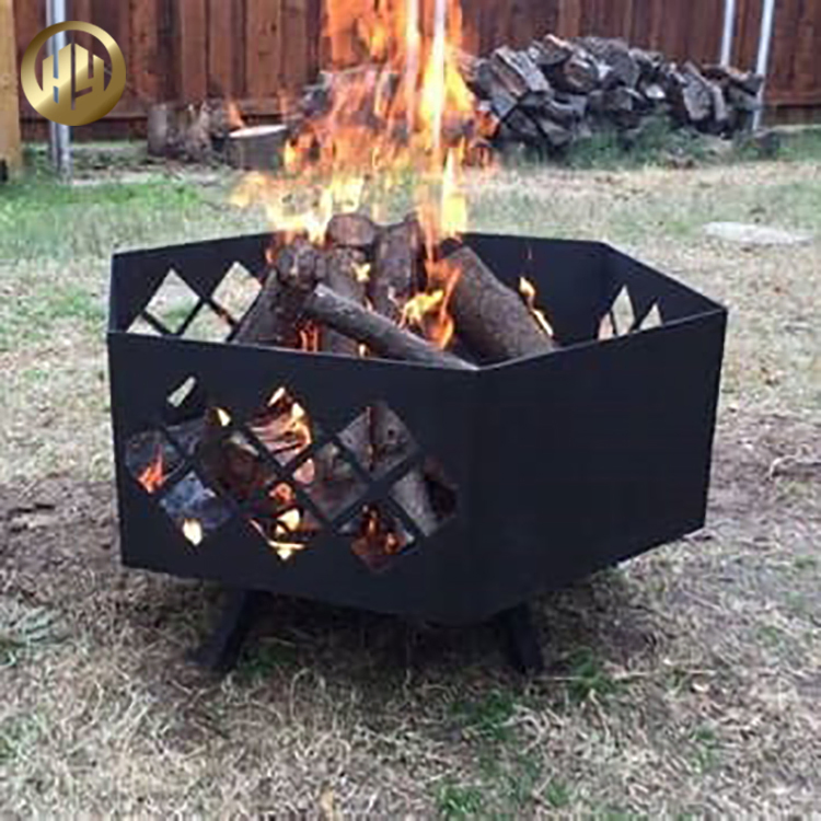 Hexagon Metal Modern Style Simple Wood Burning Fire Pit