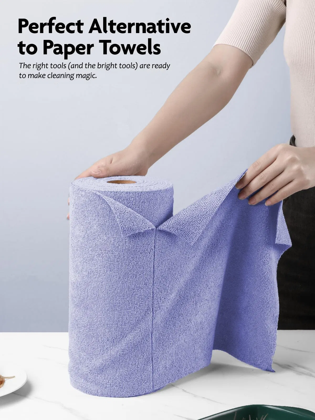 Scratch Free Washable 40 Pack Cleaning Cloth Tear Away Microfiber Roll Cleaning Towels Microfiber Cloths