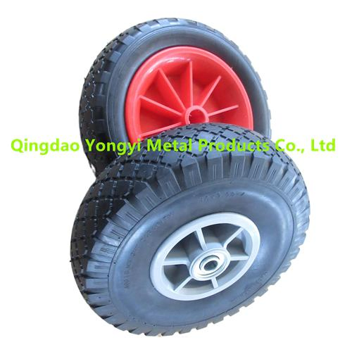 3.00-4 Polyurethane PU Foam Filled Tire Toy Car Rubber Wheel with Plastic Rim for Wagon Trolley
